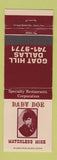 Matchbook Cover - Baby Doe Matchless Mine Dallas TX