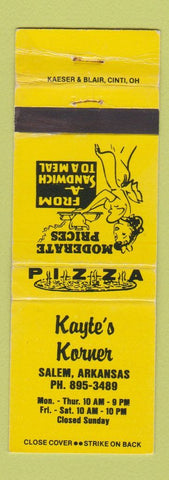 Matchbook Cover - Kayte's Korner Restaurant Salem AR WEAR