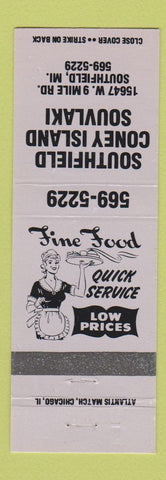 Matchbook Cover - Southfield Coney Island Souvlaki Southfield MI WEAR