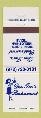 Matchbook Cover - Dee Tee's Restaurant Midlothian TX