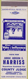 Matchbook Cover - Vote Judge Judson Harriss Perry County
