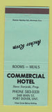 Matchbook Cover - Commercial Hotel Port Dover ON GREEN 30 Strike