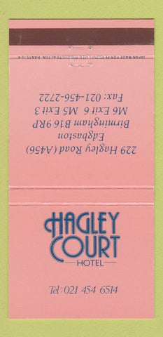 Matchbook Cover - Hagley Court Hotel Birmingham UK England 30 Strike