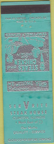 Matchbook Cover - Servrite Steak House Clinton IL WEAR