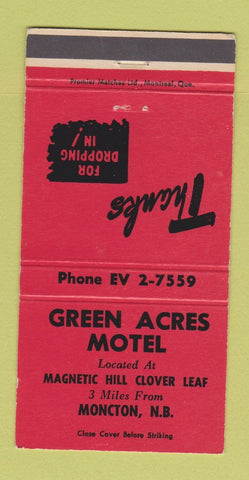 Matchbook Cover - Green Acres Motel Moncton NB WEAR 30 Strike