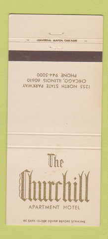 Matchbook Cover - Churchill Apartment Hotel Chicago IL 30 Strike