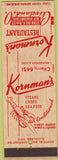 Matchbook Cover - Kornman's Restaurant Cleveland OH