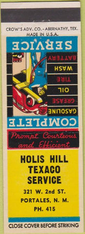 Matchbook Cover - Holis Hill Texaco Gas Portales NM