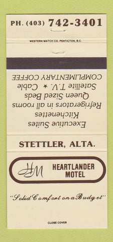 Matchbook Cover - Heartlander Motel Stettler AB 30 Strike