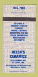 Matchbook Cover - Helen's Ceramics St Louis MO kilns 30 Strike