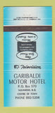 Matchbook Cover - Garibaldi Motor Hotel Squamish BC 30 Strike