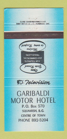 Matchbook Cover - Garibaldi Motor Hotel Squamish BC 30 Strike