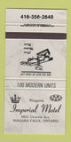Matchbook Cover - Niagara Imperial Motel Niagara Falls ON 30 Strike