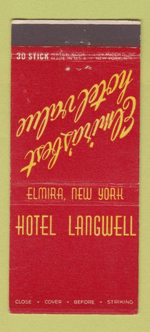 Matchbook Cover - Hotel Langwell Elmira NY 30 Stick