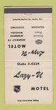Matchbook Cover - Lazy U Motel Winnipeg MB WEAR 30 Strike