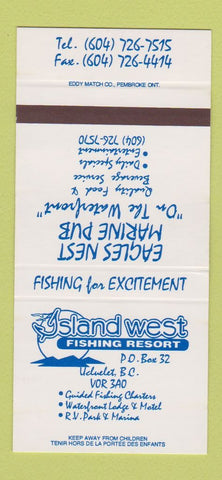 Matchbook Cover - Island West Fishing Resort Ucluelet BC 30 Strike