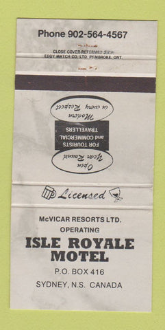 Matchbook Cover - Isle Royale Motel Sydney NS WEAR 30 Strike