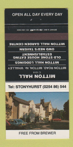 Matchbook Cover - Mitton Hall Whalley Clitheroe UK 30 Strike