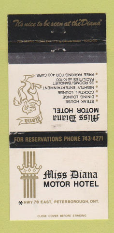 Matchbook Cover - Miss Diana Motor Hotel Peterborough ON WEAR 30 Strike