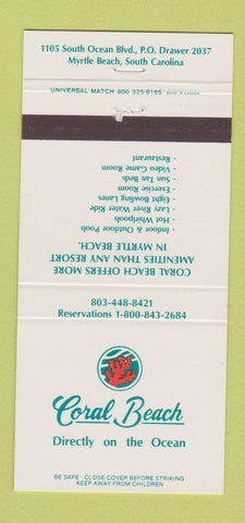 Matchbook Cover - Coral Beach Resort Myrtle Beach SC 30 Strike