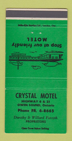 Matchbook Cover - Crystal Motel Owen Sound ON 30 Strike
