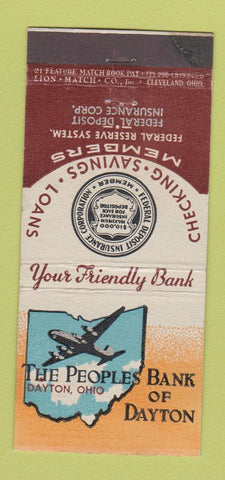 Matchbook Cover - Peoples Bank of Dayton OH 21 Strike Feature