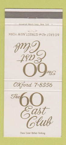 Matchbook Cover - 60 East Club New York City 30 Strike