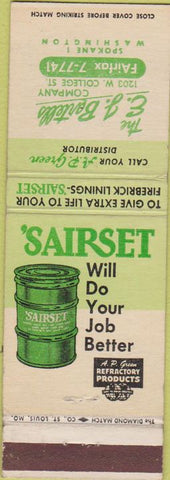 Matchbook Cover - Sairset Oil Lube Bartells Spokane WA