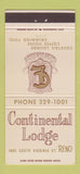 Matchbook Cover - Continental Lodge Reno NV 30 Strike