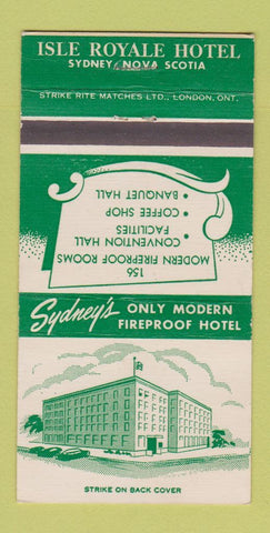 Matchbook Cover - Isle Royale Hotel Sydney NS  30 Strike