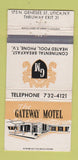 Matchbook Cover - Gateway Motel Utica NY WEAR 30 Strike