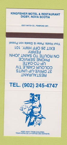 Matchbook Cover - Kingfisher Motel Restaurant Digby NS SAMPLE 30 Strike