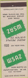 Matchbook Cover - WSAZ RADIO Huntington WV