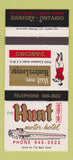 Matchbook Cover - Hunt Motor Hotel Grimsby ON 30 Strike