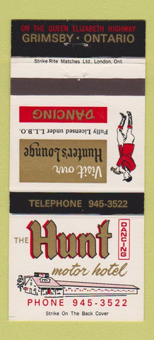 Matchbook Cover - Hunt Motor Hotel Grimsby ON 30 Strike