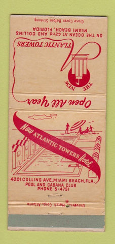 Matchbook Cover - Atlantic Towers Hotel Miami Beach FL WEAR 30 Strike