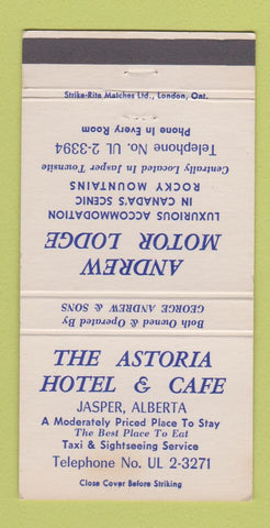 Matchbook Cover - Astoria Hotel Cafe Jasper AB 30 Strike