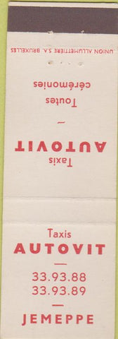 Matchbook Cover - Taxis Autovit Jemeppe Belgium