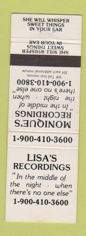 Matchbook Cover - Lisa's Recordings Phone Sex