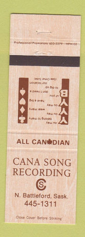 Matchbook Cover - Cana Song Recording North Battleford SK