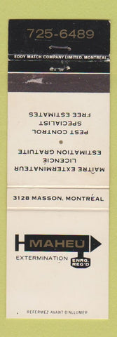 Matchbook Cover - H Maheu Extermination Montreal QC