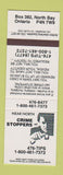 Matchbook Cover - Crime Stoppers North Bay ON SAMPLE