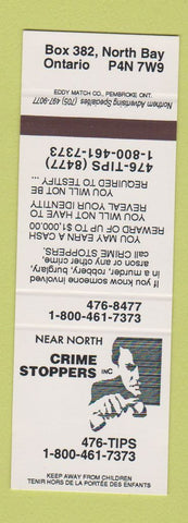Matchbook Cover - Crime Stoppers North Bay ON SAMPLE