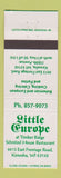 Matchbook Cover - Little Europe Restaurant Kenosha WI