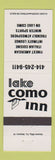 Matchbook Cover - Lake Como Inn WI WHITE