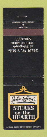 Matchbook Cover - John Laffrey's Steaks on the Hearth Detroit MI