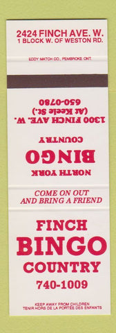 Matchbook Cover - Finch Bingo Country North York ON SAMPLE