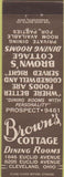 Matchbook Cover - Brown's Cottage Restaurant Motel Cleveland OH