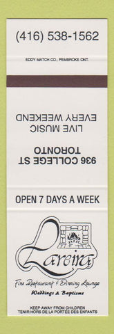 Matchbook Cover - Lareira Restaurant Toronto ON SAMPLE