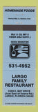 Matchbook Cover - Largo Family Restaurant Largo FL BLUE
